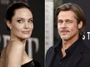 This combination photo shows Angelina Jolie at a premiere in Los Angeles on September 30, 2019, left, and Brad Pitt at a special screening on September 18, 2019. 